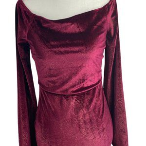 Sugar Lips Wine/ Burgundy Glitter Velvet Mini Dress; S